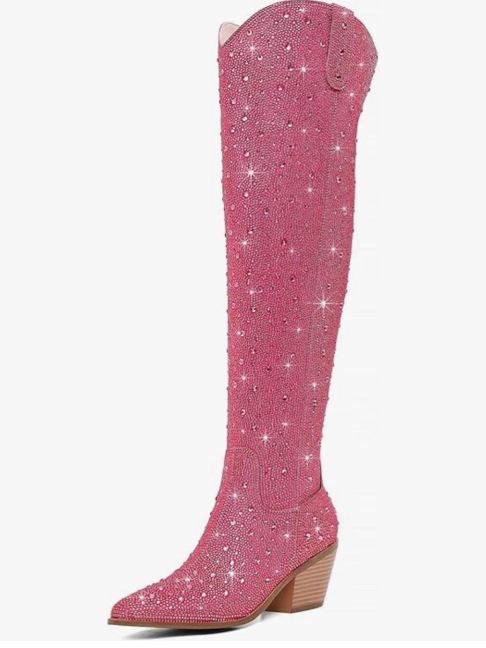 Pink Disco Glitter Sequin Sparkly Cowgirl Cowboy Thigh High Cowboy Boots